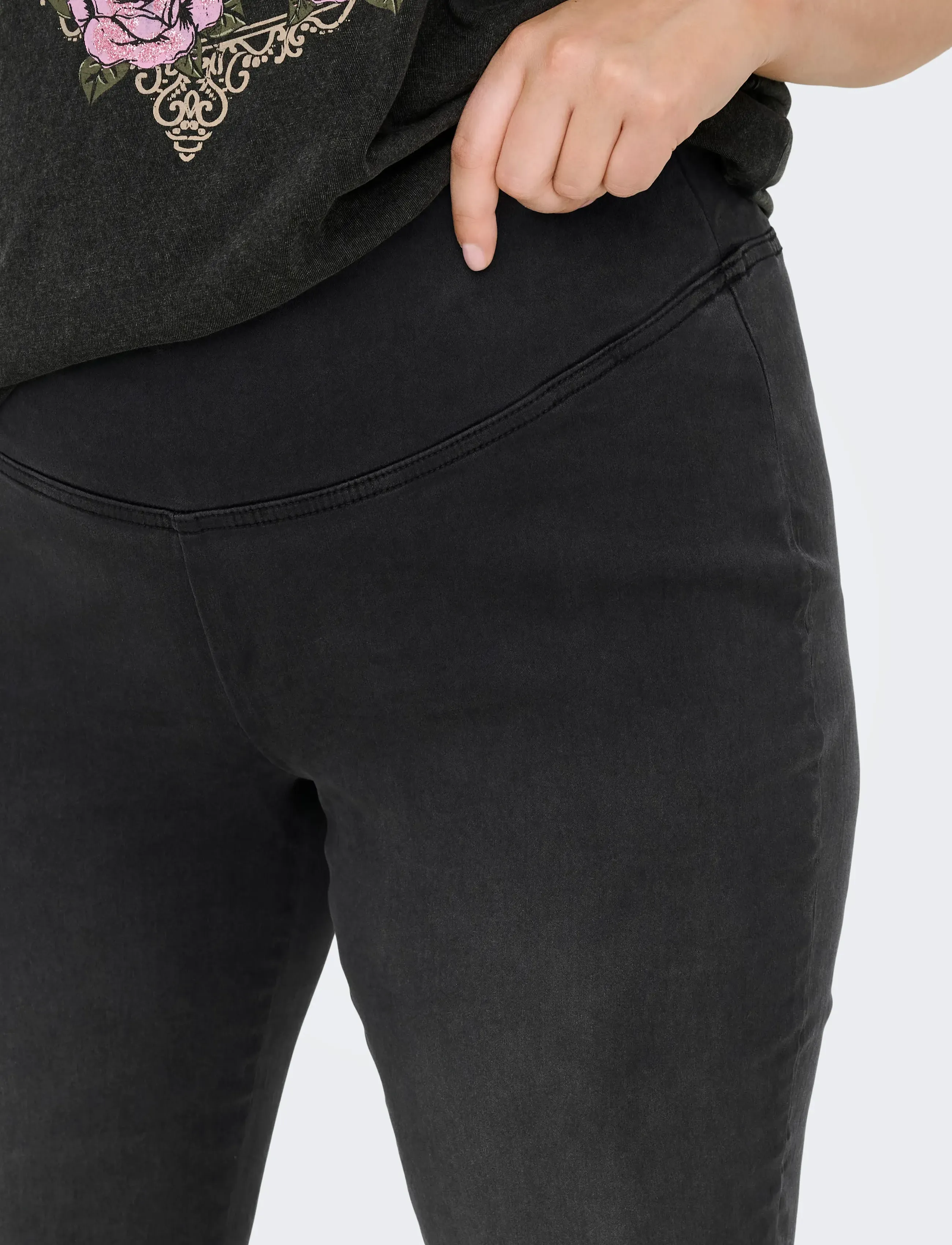 ONLY Carmakoma - CARROYAL MID WAIST FLARED LEGGING NOOS - washed black - 4