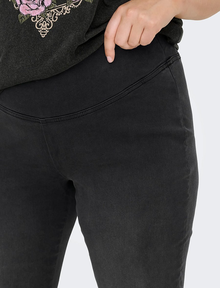 ONLY Carmakoma - CARROYAL MID WAIST FLARED LEGGING NOOS - washed black - 4