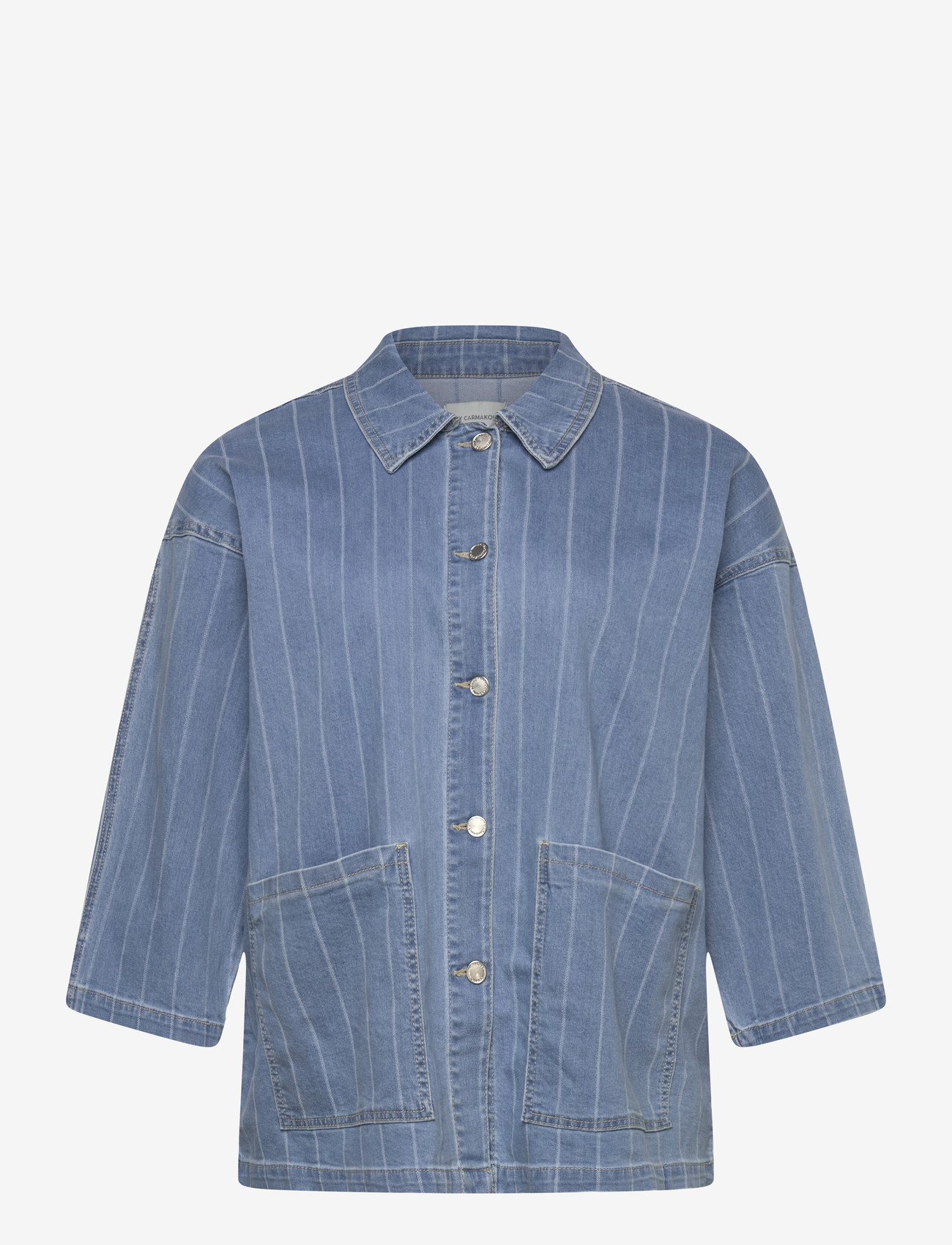 ONLY Carmakoma - CARKIRSI LS STRIPED DNM JACKET GUA - spring jackets - light blue denim - 1