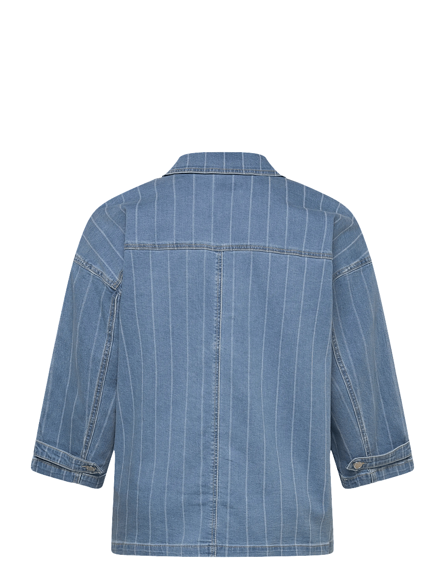 ONLY Carmakoma - CARKIRSI LS STRIPED DNM JACKET GUA - frühlingsjacken - light blue denim - 2