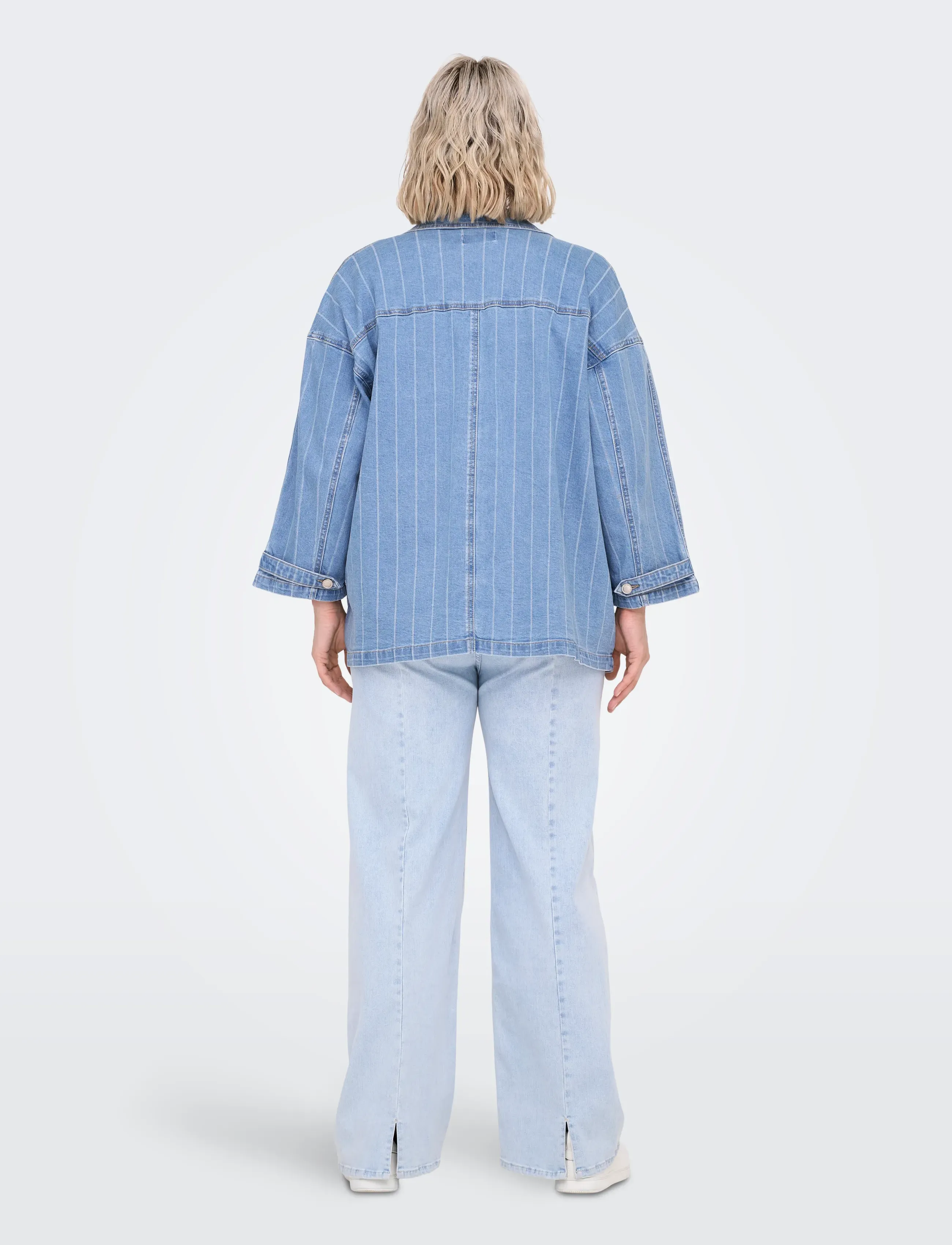 ONLY Carmakoma - CARKIRSI LS STRIPED DNM JACKET GUA - frühlingsjacken - light blue denim - 3