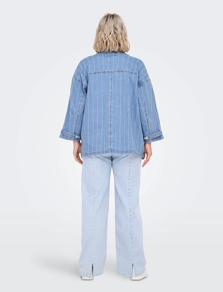 ONLY Carmakoma - CARKIRSI LS STRIPED DNM JACKET GUA - frühlingsjacken - light blue denim - 3