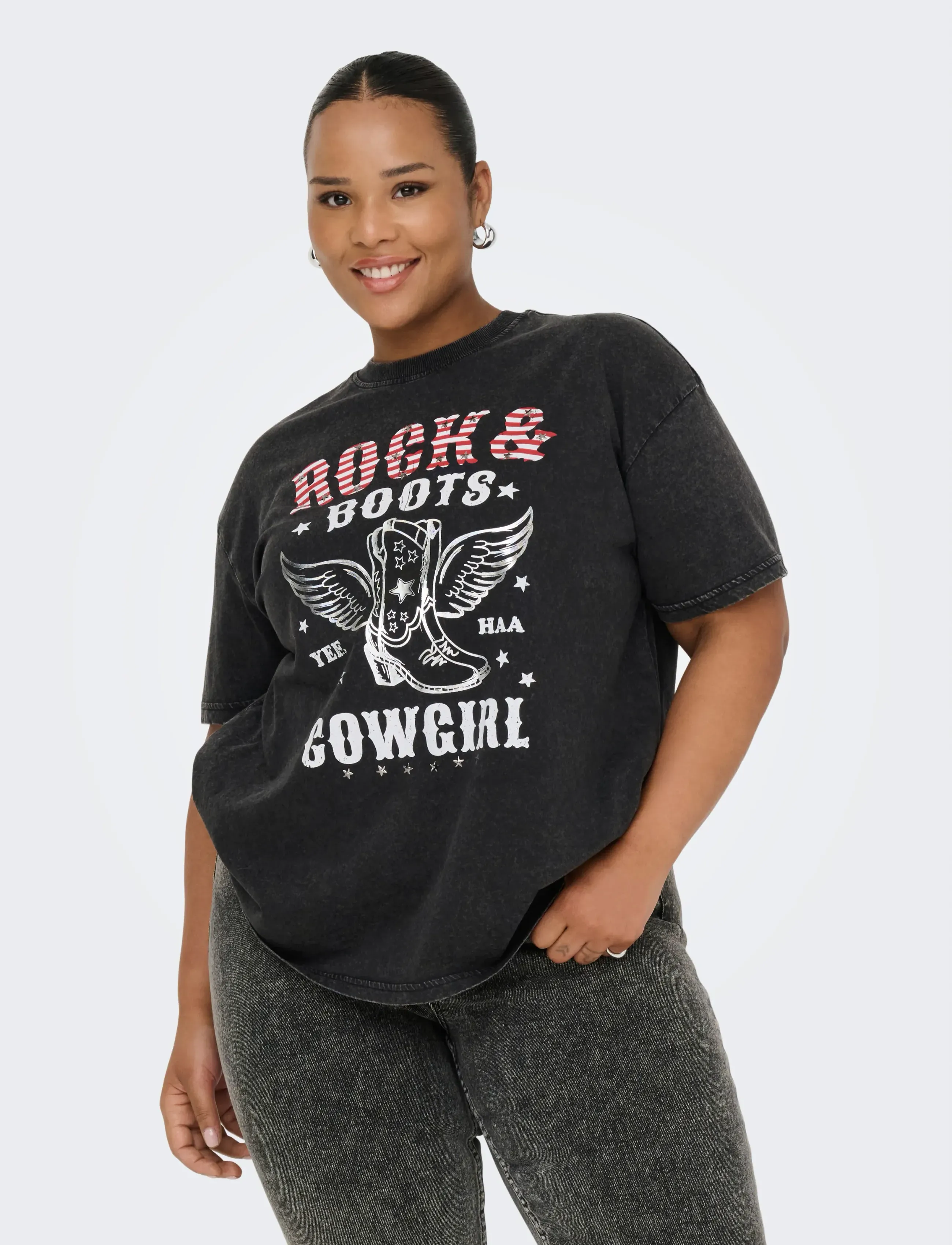 ONLY Carmakoma CARTICO LIFE SS RELAXED O-NECK TEE JRS - T-shirts & Toppe - BLACK / black