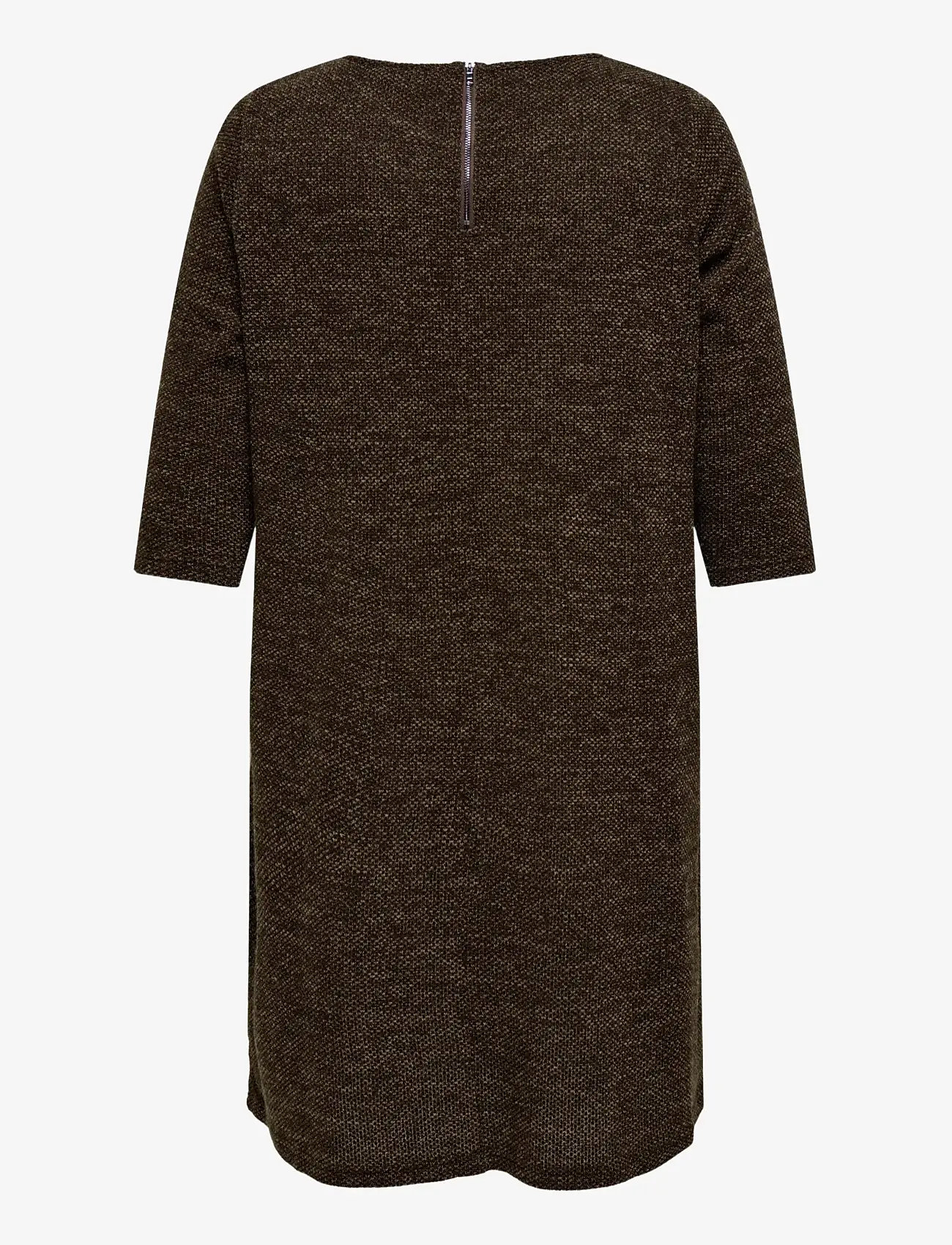ONLY Carmakoma - CARMARTHA 3/4 KNEE DRESS JRS - knitted dresses - dark earth - 1