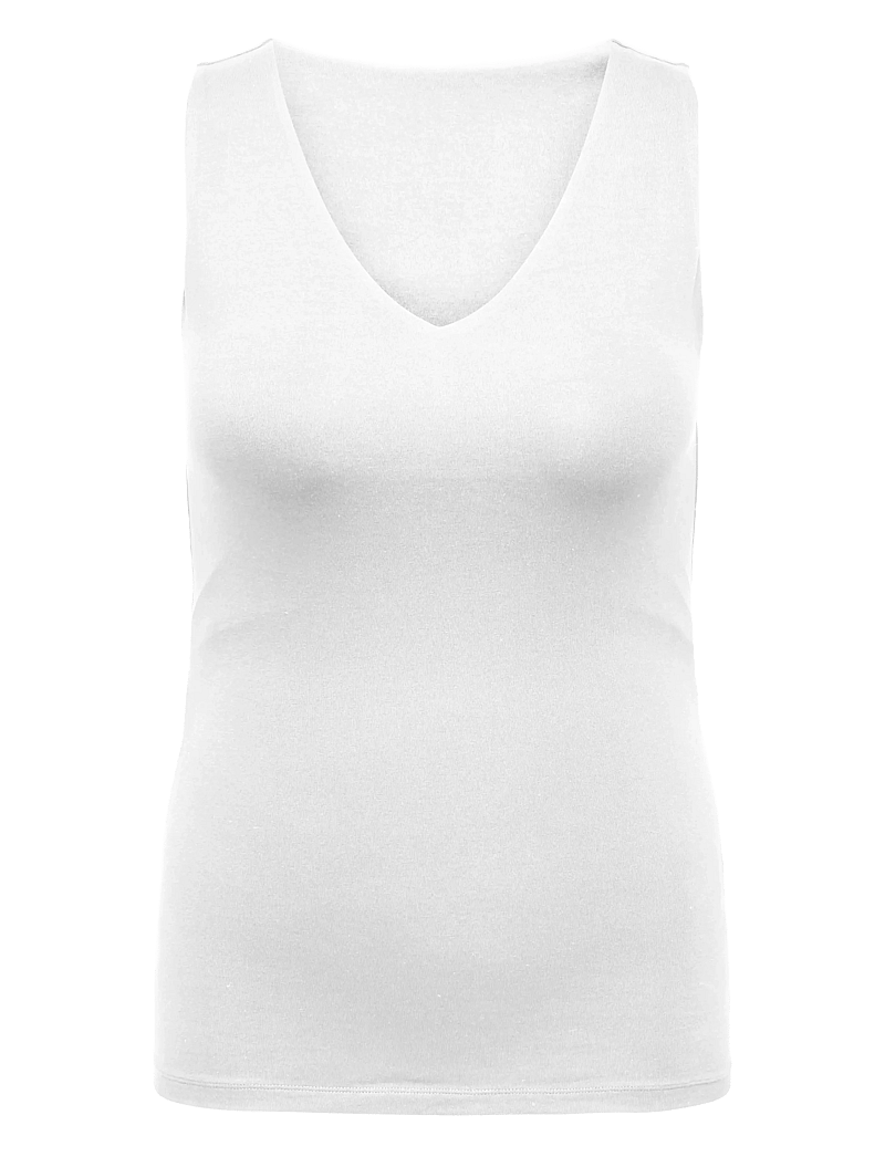 ONLY Carmakoma - CARTIME LIFE 2-WAY V-NECK TANK TOP JRS - tanktops - white - 0