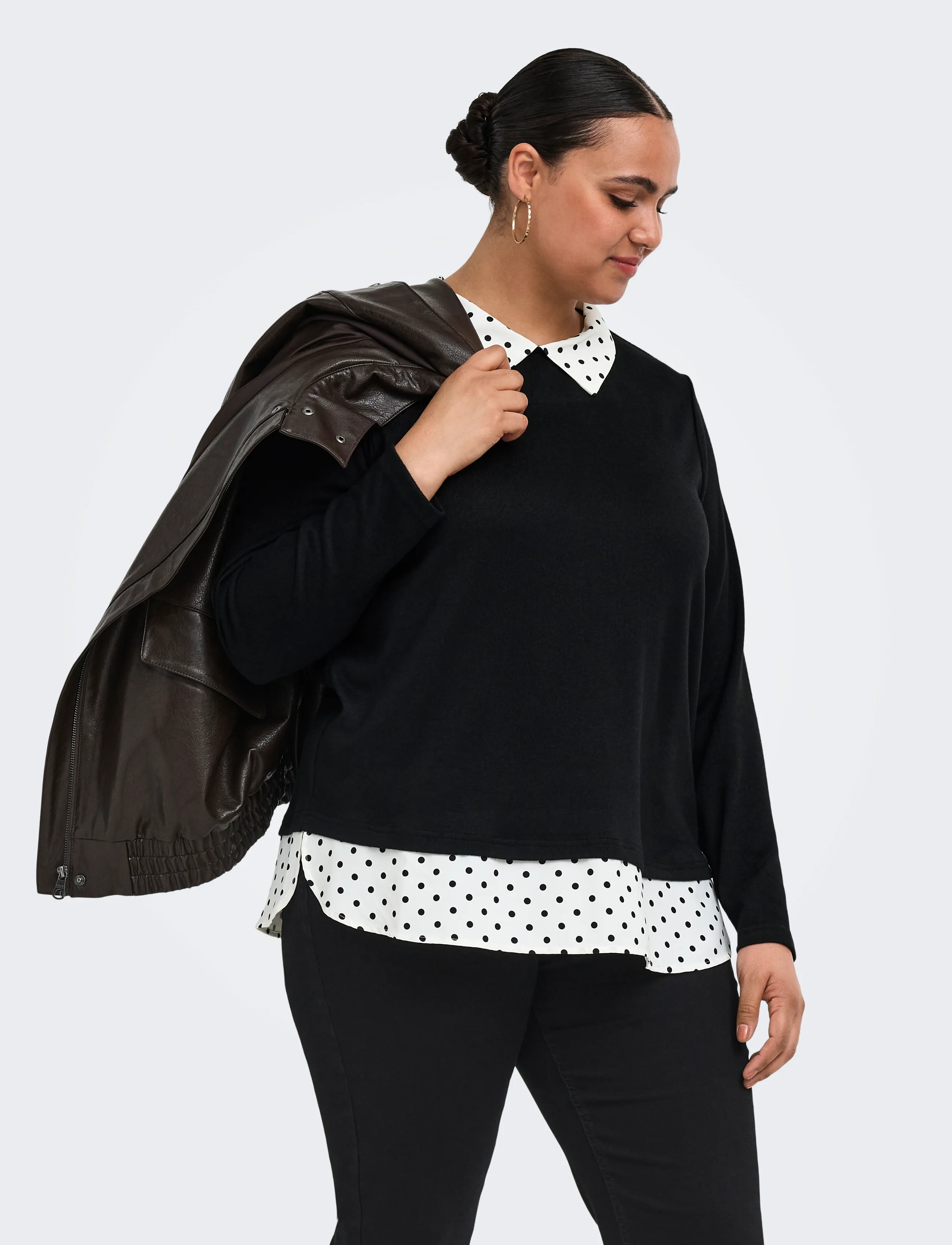 ONLY Carmakoma CARALBA LS MIX TOP JRS - Blusen - BLACK / black