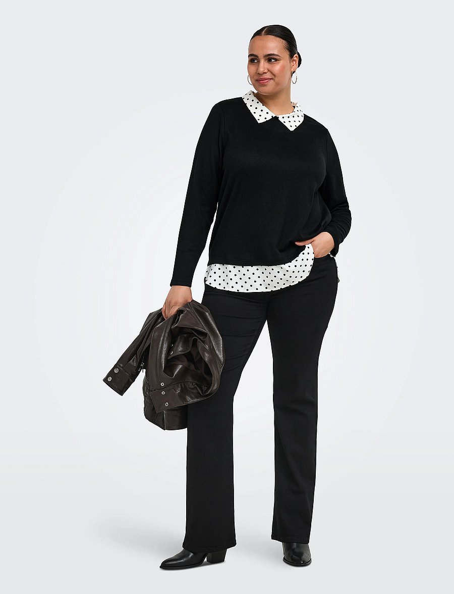ONLY Carmakoma - CARALBA LS MIX TOP JRS - langärmelige blusen - black - 4