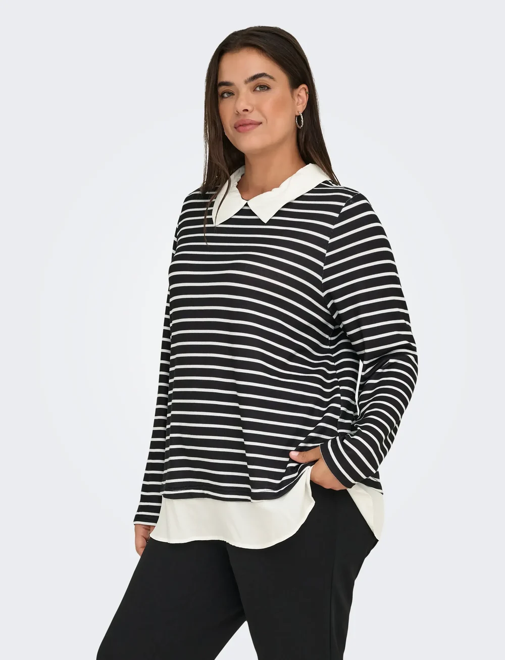 ONLY Carmakoma - CARALBA LS MIX TOP JRS - langermede bluser - black - 4