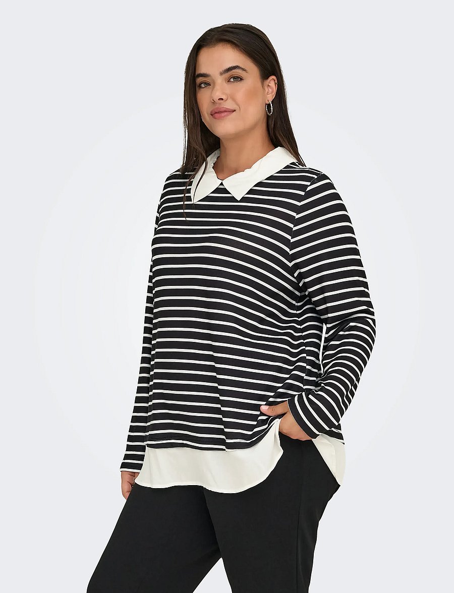 ONLY Carmakoma - CARALBA LS MIX TOP JRS - black - 4