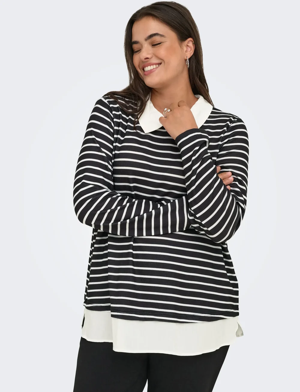 ONLY Carmakoma - CARALBA LS MIX TOP JRS - langermede bluser - black - 5