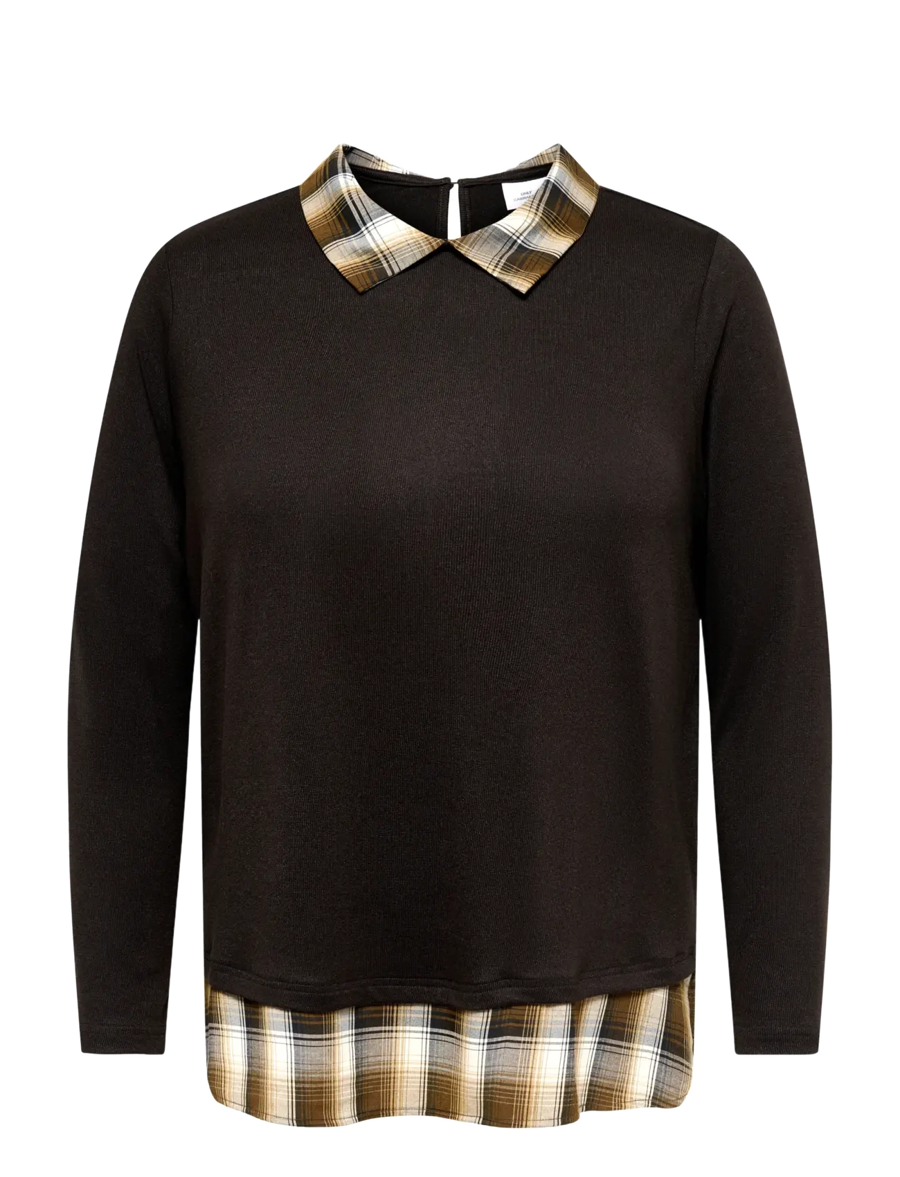 ONLY Carmakoma CARALBA LS MIX TOP JRS - Blouses & Shirts - COFFEE BEAN / brown