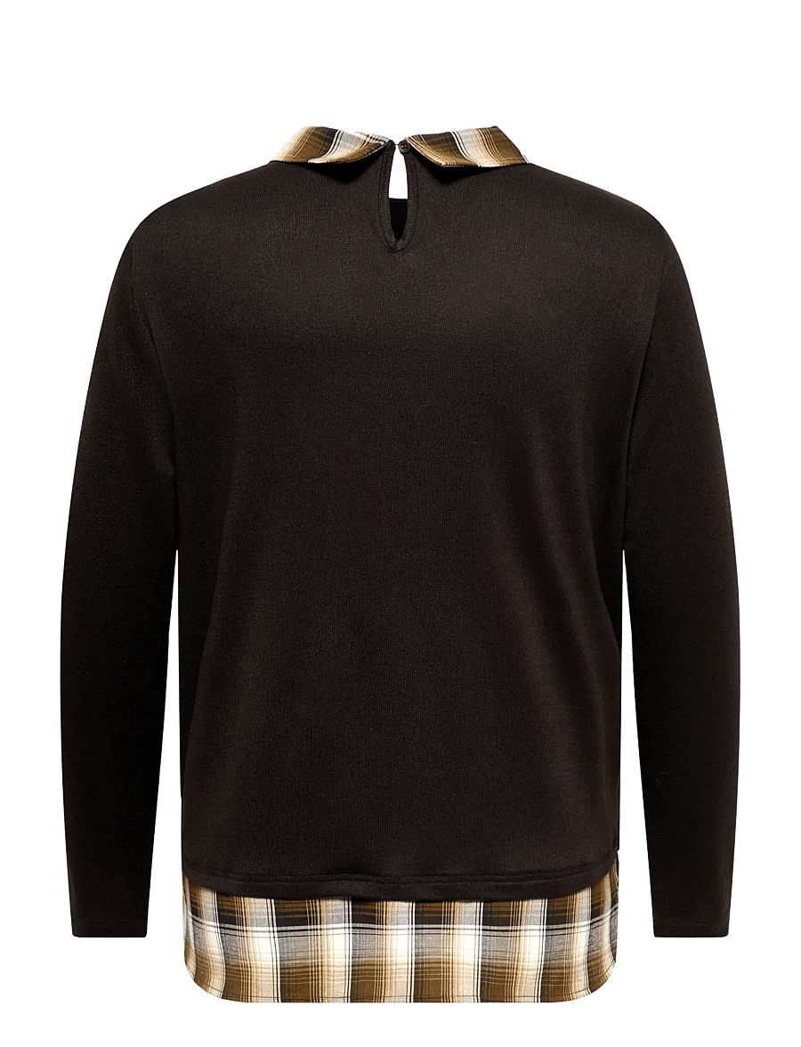 ONLY Carmakoma - CARALBA LS MIX TOP JRS - coffee bean - 2