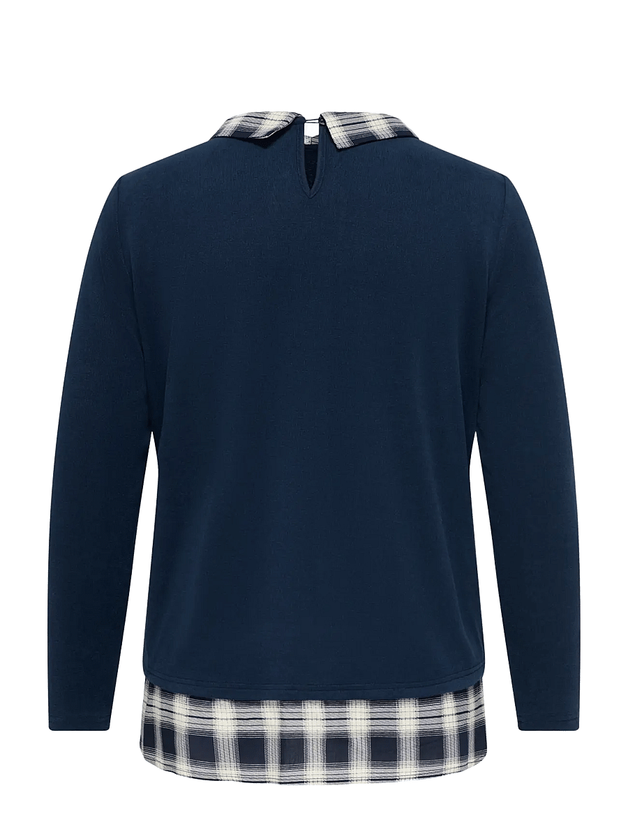 ONLY Carmakoma - CARALBA LS MIX TOP JRS - langärmelige blusen - navy blazer - 1