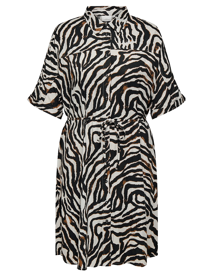 ONLY Carmakoma - CARBERTE LIFE 2/4 BLK SHIRT DRESS AOP - pumice stone - 1