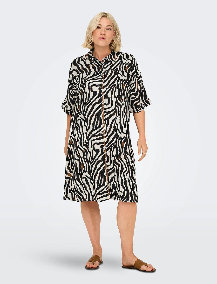ONLY Carmakoma - CARBERTE LIFE 2/4 BLK SHIRT DRESS AOP - pumice stone - 0