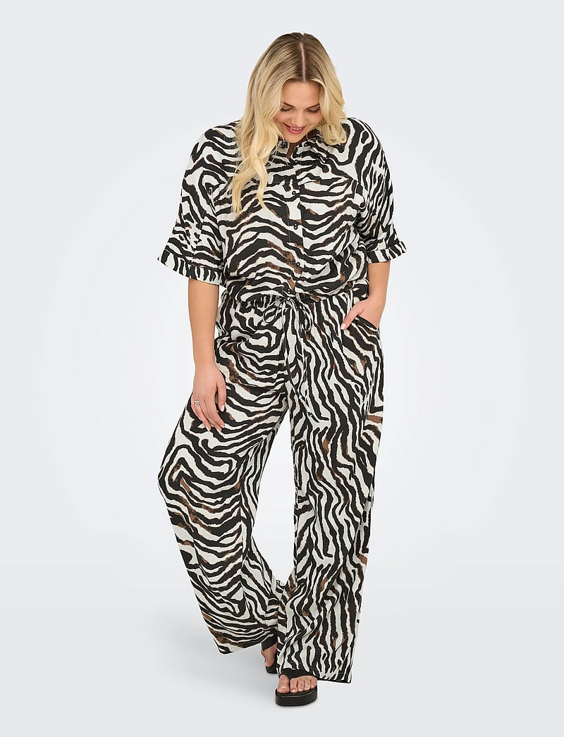 ONLY Carmakoma - CARBERTE PANTS AOP - raka byxor - pumice stone - 0