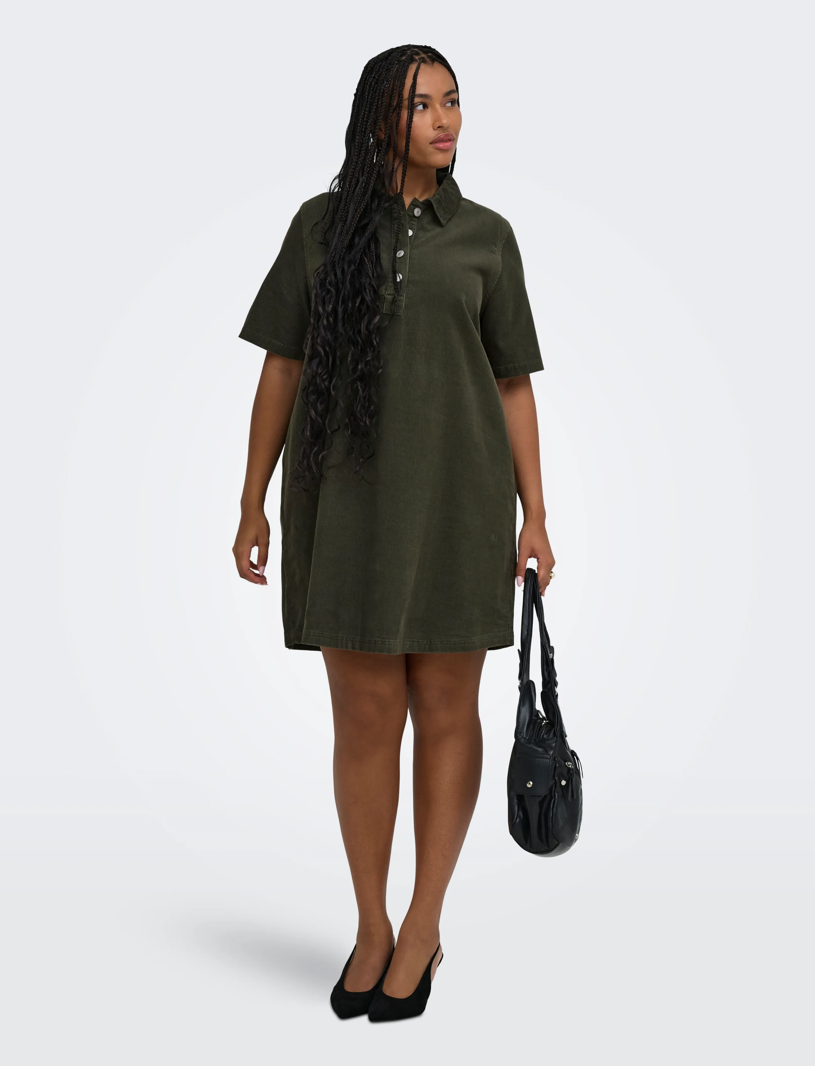 ONLY Carmakoma CARGRY-NESSA S/S CORD DRESS PNT - Kläder - FOREST NIGHT / green