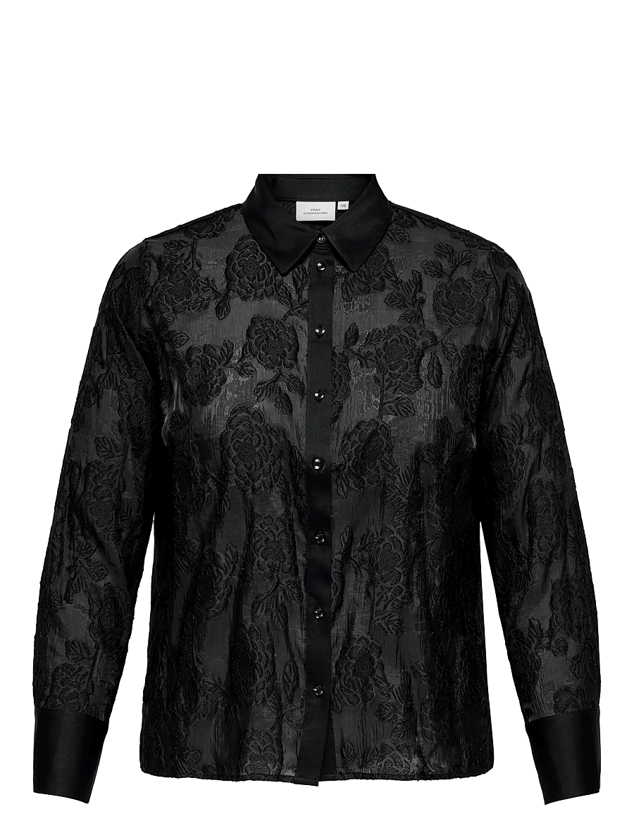 ONLY Carmakoma - CARLAVA LIFE LS SHIRT WVN - langärmlige hemden - black - 0