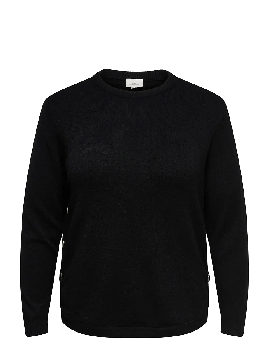 ONLY Carmakoma - CARMARGARETHA LS BUTTON PULLOVER KNT - striktrøjer - black - 1