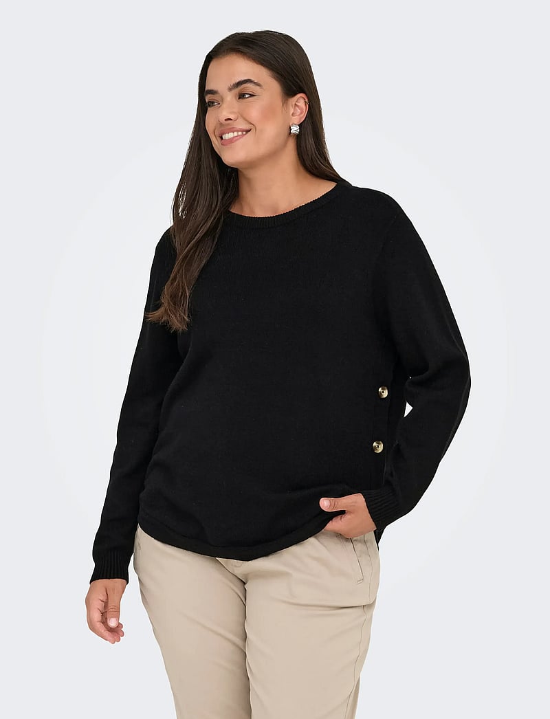 ONLY Carmakoma - CARMARGARETHA LS BUTTON PULLOVER KNT - pullover - black - 0