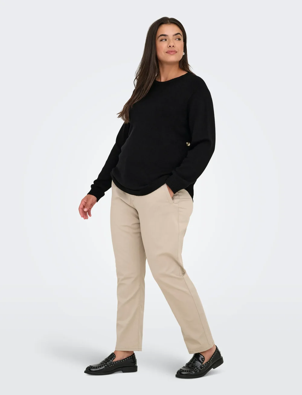 ONLY Carmakoma - CARMARGARETHA LS BUTTON PULLOVER KNT - pullover - black - 4