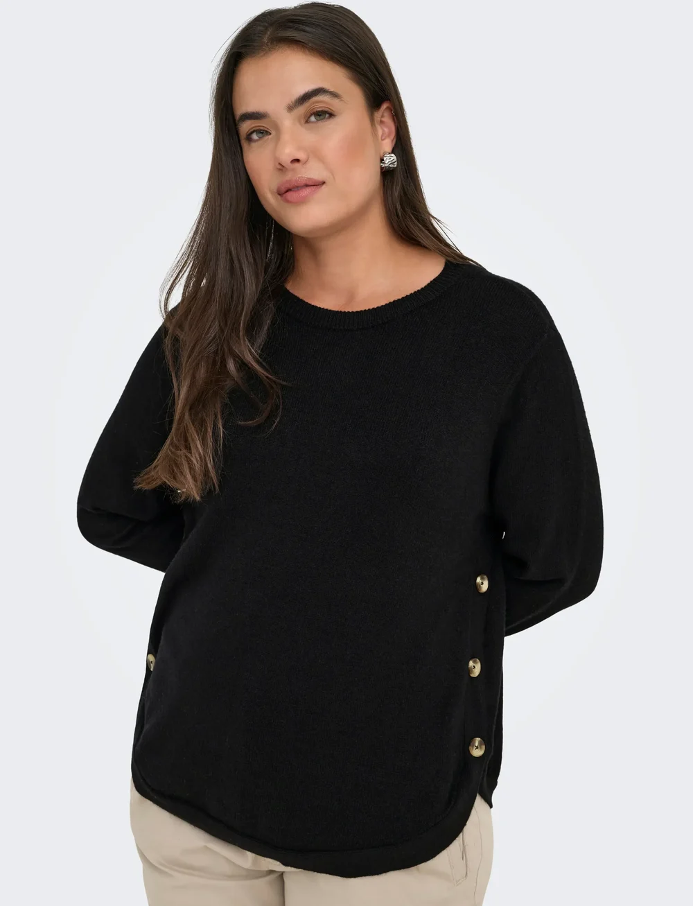 ONLY Carmakoma - CARMARGARETHA LS BUTTON PULLOVER KNT - pullover - black - 5