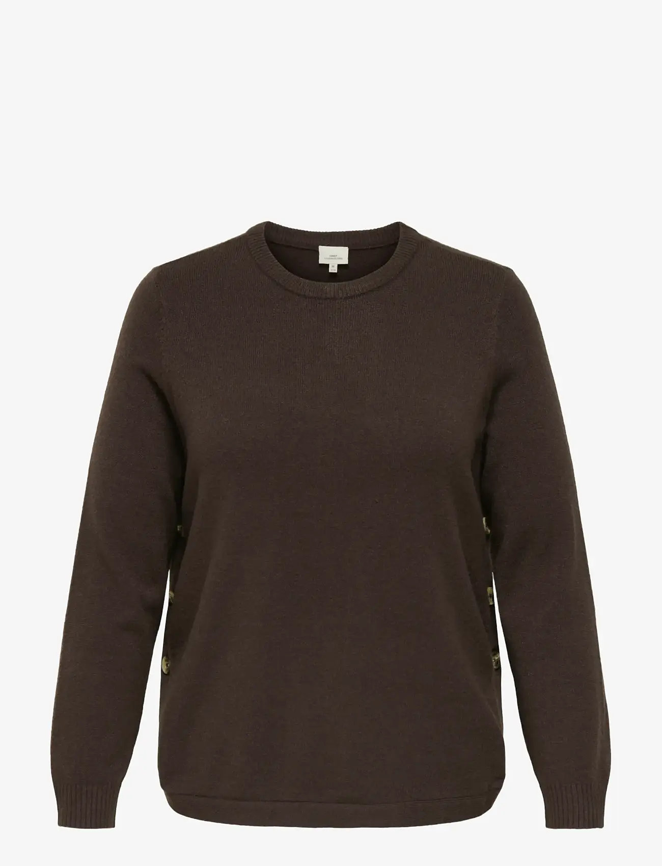 ONLY Carmakoma - CARMARGARETHA LS BUTTON PULLOVER KNT - herbstliche kleidung - seal brown - 0