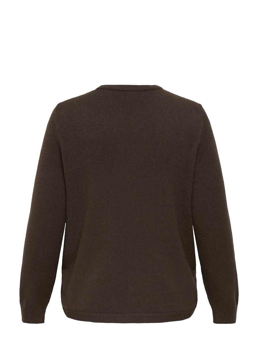 ONLY Carmakoma - CARMARGARETHA LS BUTTON PULLOVER KNT - sviitrid - seal brown - 2
