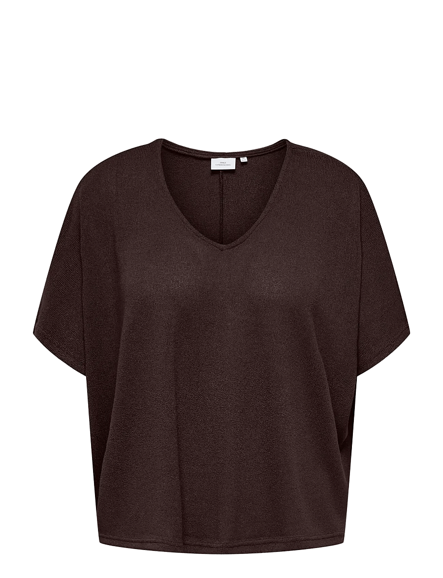 ONLY Carmakoma - CARTAMMI 3/4 V-NECK BATWING BLOUSE JRS - black coffee - 0