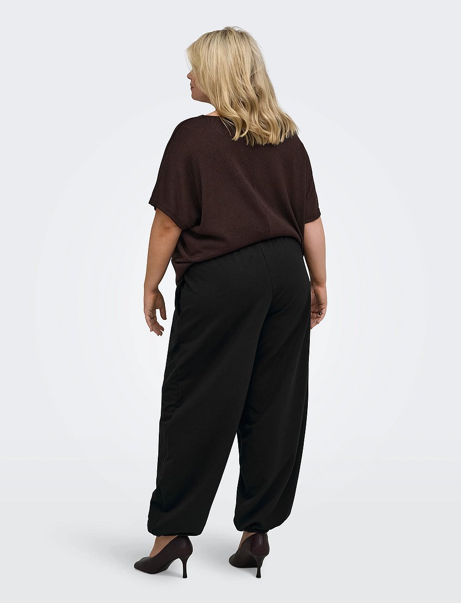ONLY Carmakoma - CARTAMMI 3/4 V-NECK BATWING BLOUSE JRS - kortærmede bluser - black coffee - 3