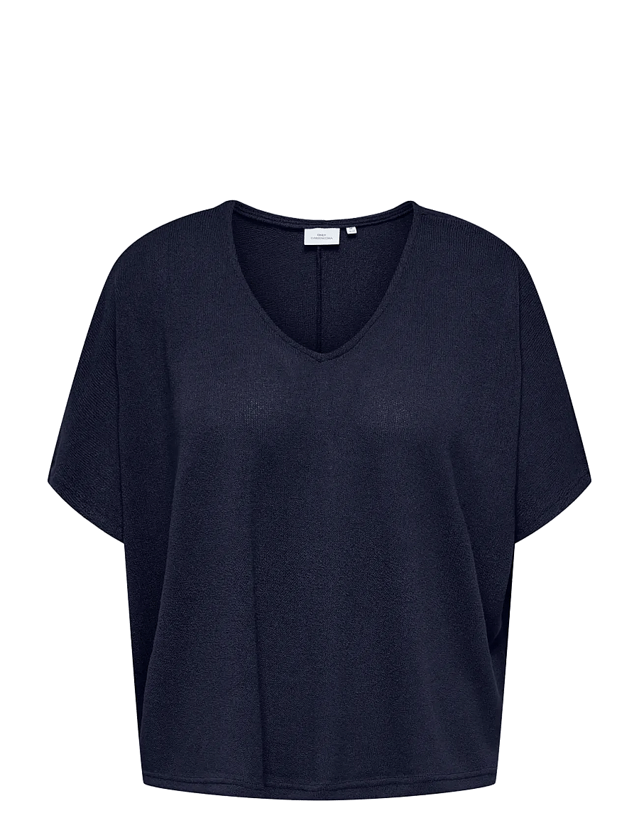 ONLY Carmakoma - CARTAMMI 3/4 V-NECK BATWING BLOUSE JRS - blouses met korte mouwen - night sky - 0