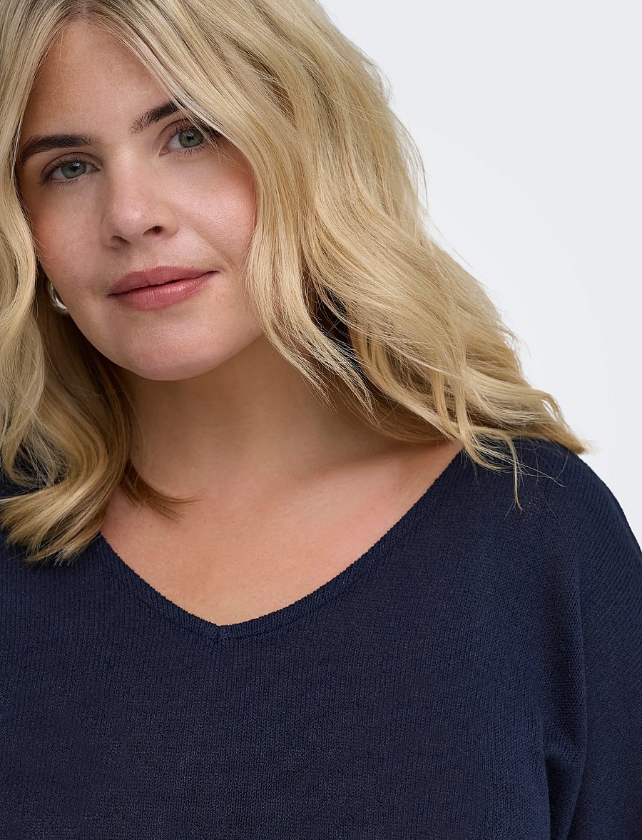 ONLY Carmakoma - CARTAMMI 3/4 V-NECK BATWING BLOUSE JRS - lühikeste varrukatega pluusid - night sky - 5
