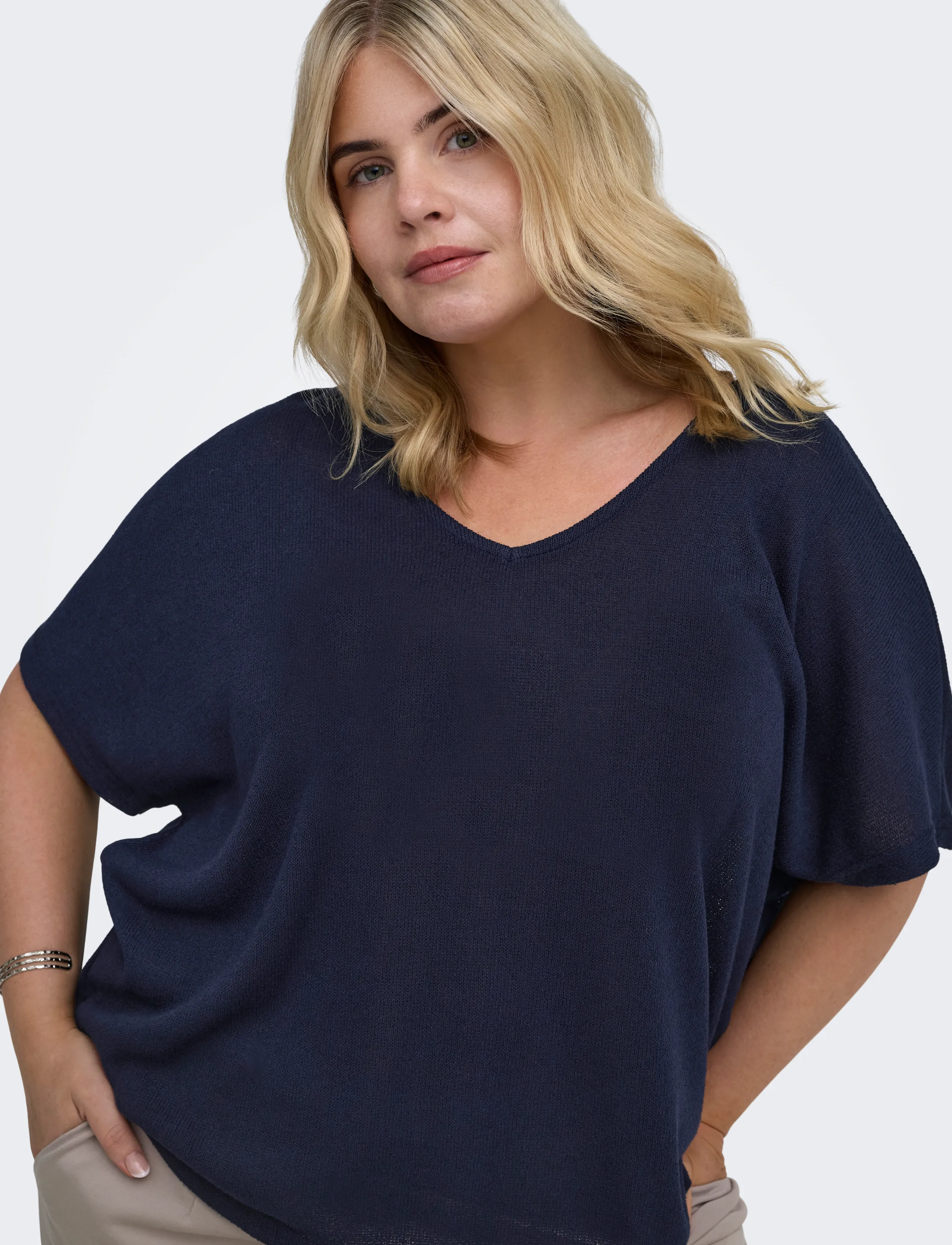 ONLY Carmakoma Cartammi 3/4 V-Neck Batwing Blouse Jrs blusar dam – bild 6