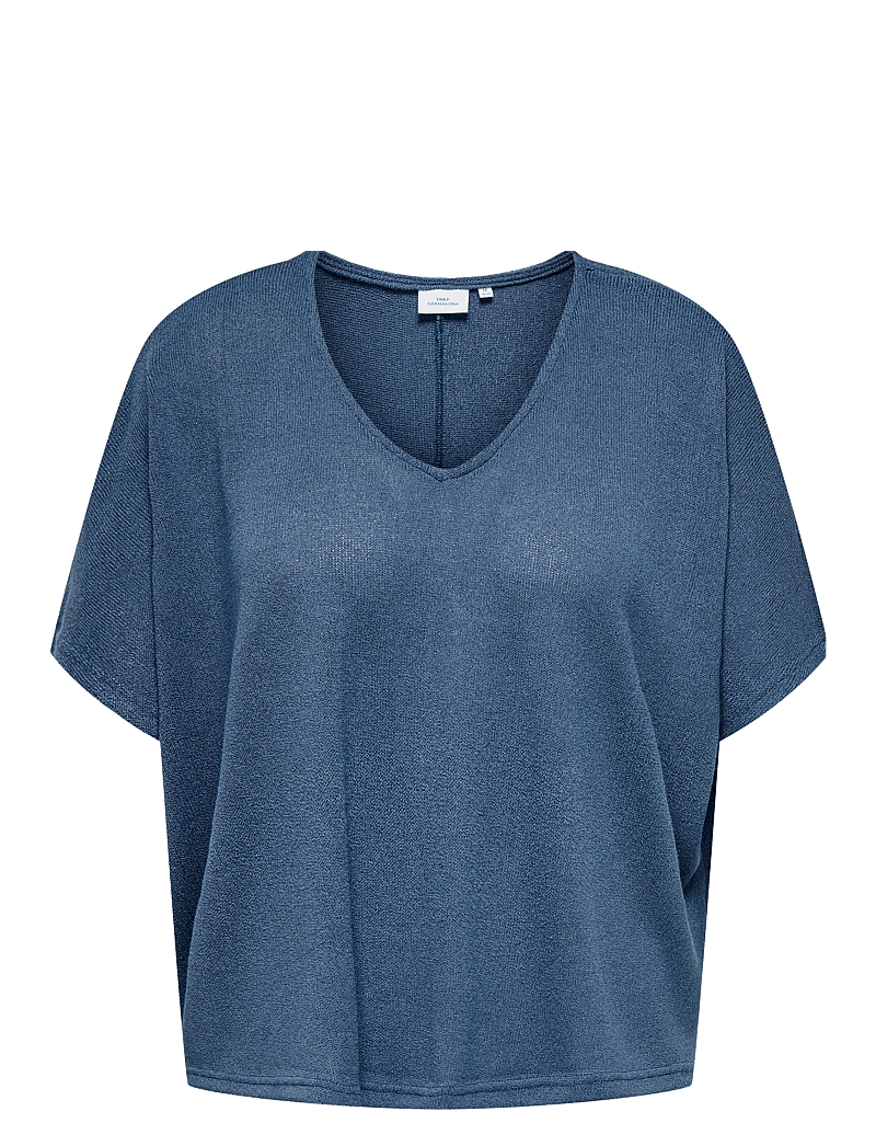 ONLY Carmakoma - CARTAMMI 3/4 V-NECK BATWING BLOUSE JRS - kortärmade blusar - vintage indigo - 0