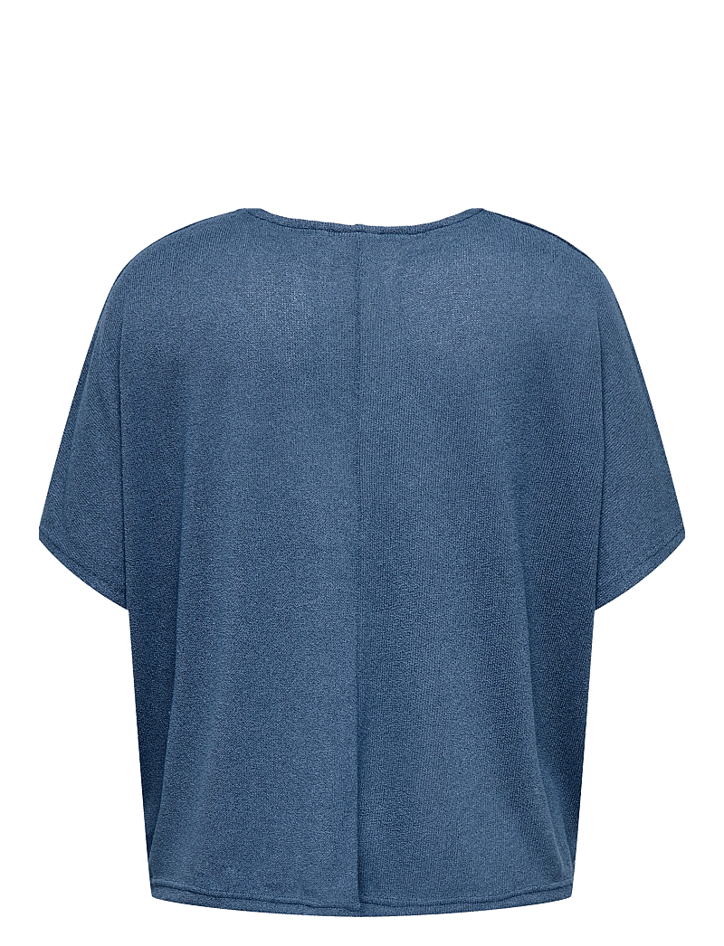 ONLY Carmakoma - CARTAMMI 3/4 V-NECK BATWING BLOUSE JRS - kortärmade blusar - vintage indigo - 1