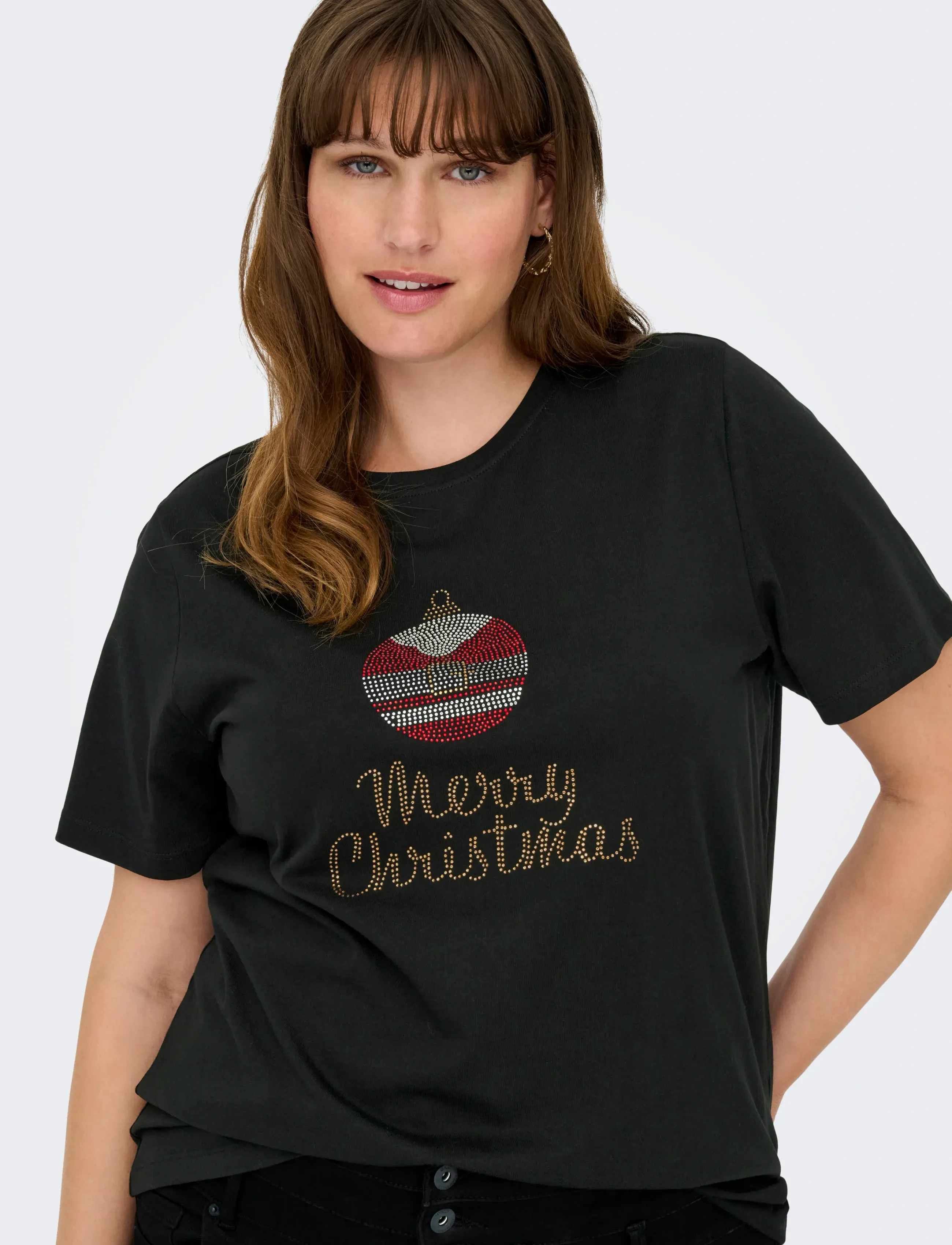 ONLY Carmakoma - CARKITA XMAS SS O-NECK JEANS FIT TEE JRS - black - 5