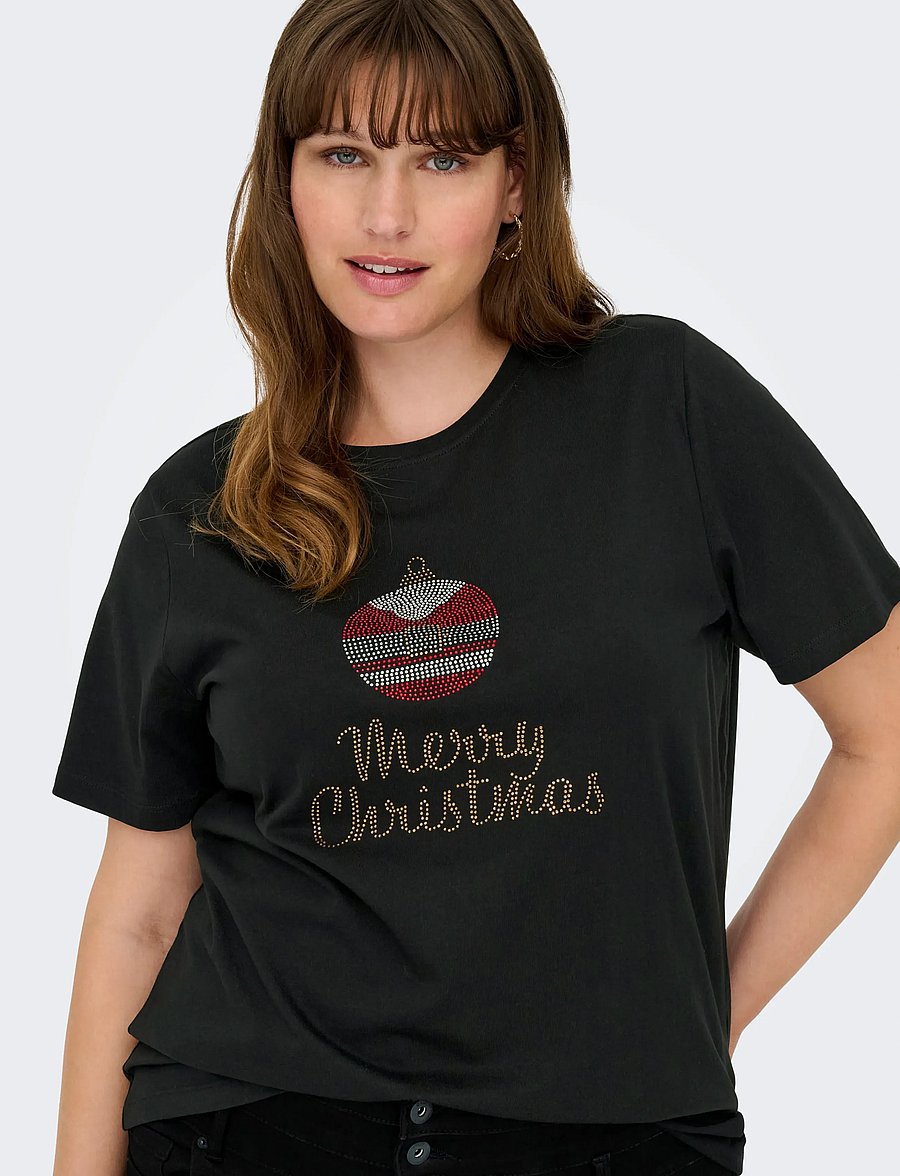 ONLY Carmakoma - CARKITA XMAS SS O-NECK JEANS FIT TEE JRS - black - 5