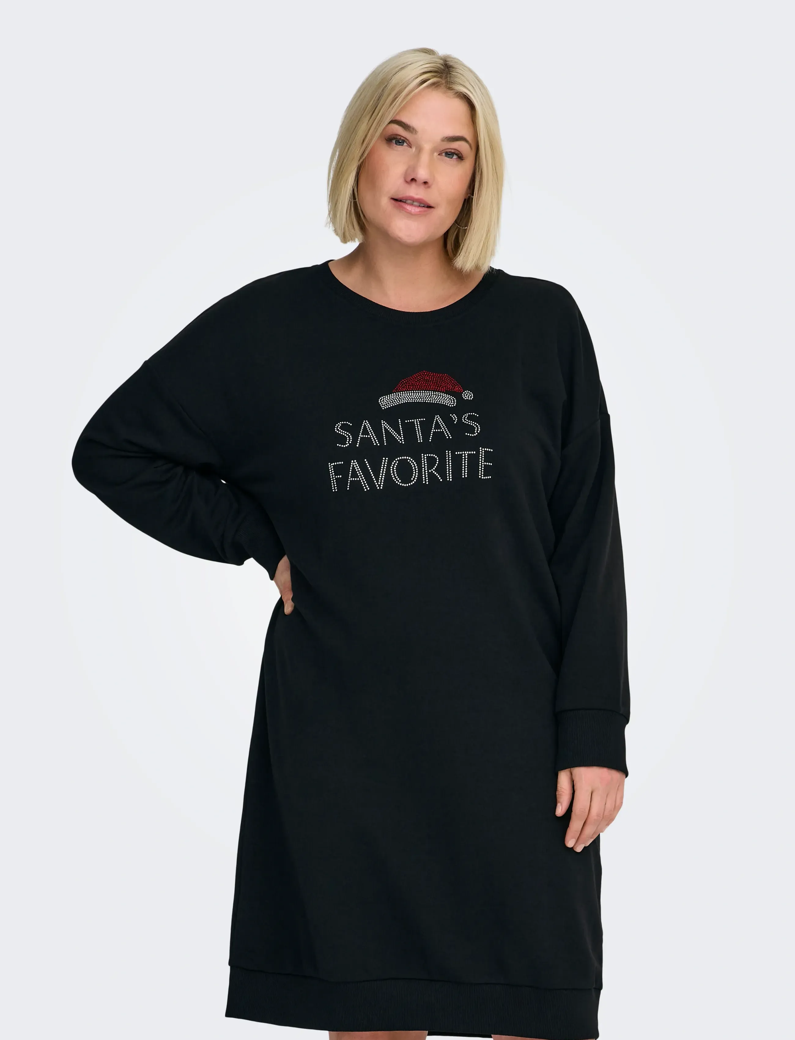 ONLY Carmakoma CARSANTA XMAS L/S O-NECK SWEAT DRESS JRS - Robes - BLACK / black