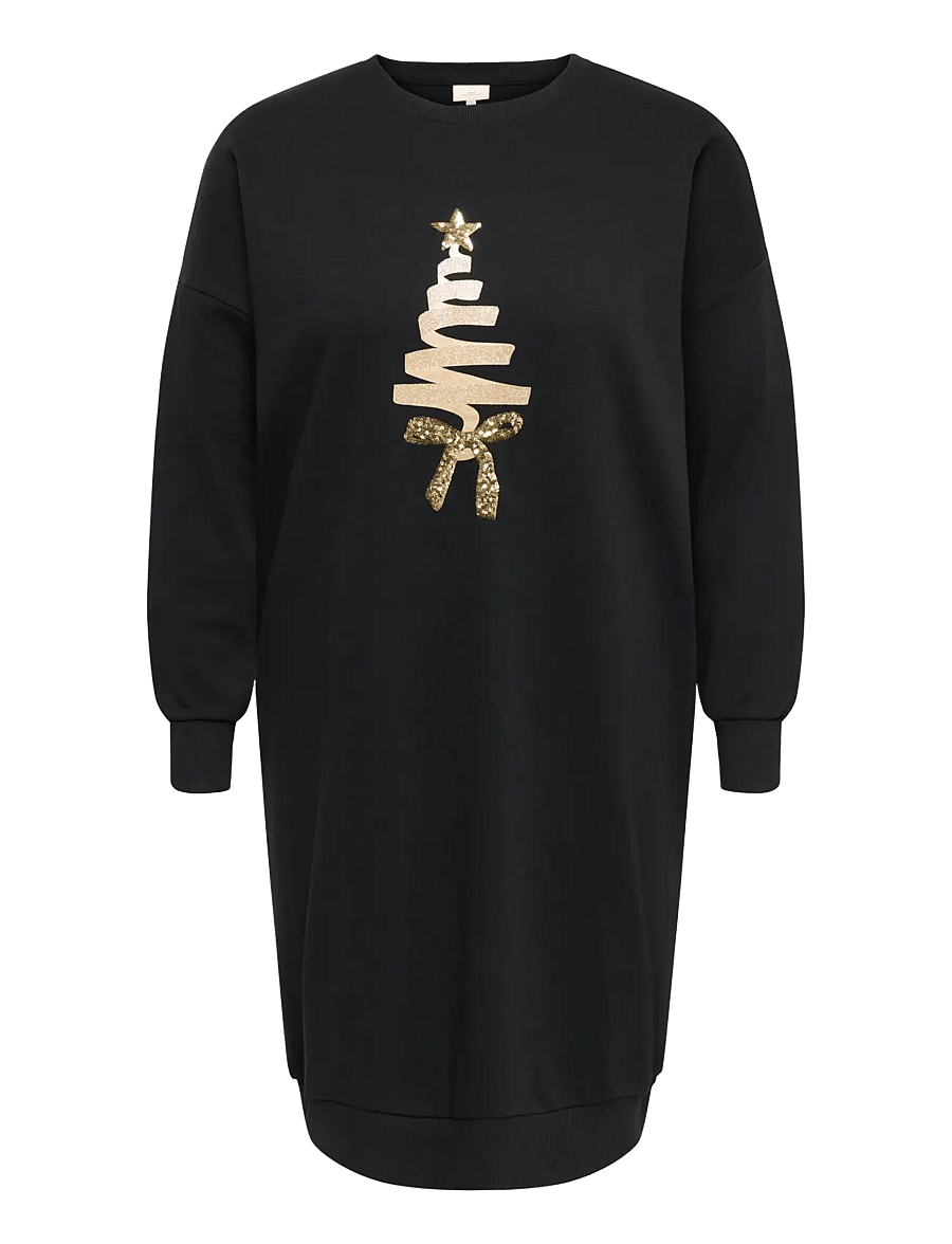 ONLY Carmakoma - CARSANTA XMAS L/S MIDI SWEAT DRESS JRS - midikleider - black - 1