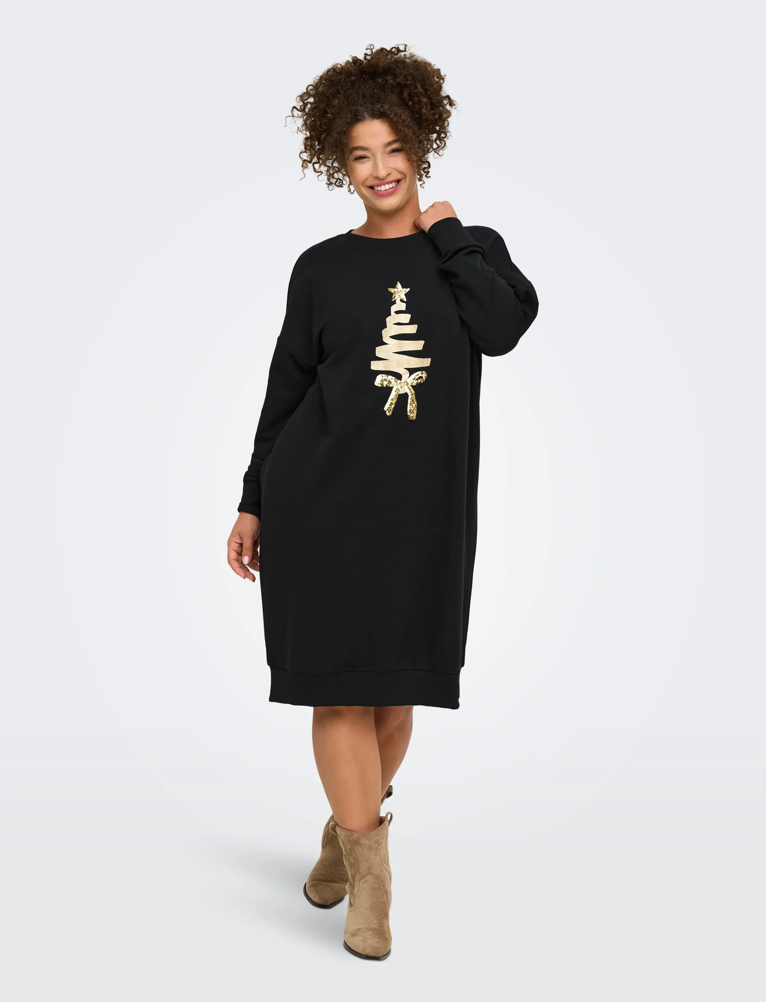 ONLY Carmakoma Carsanta Xmas L/S Midi Sweat Dress Jrs klänningar dam – bild 4