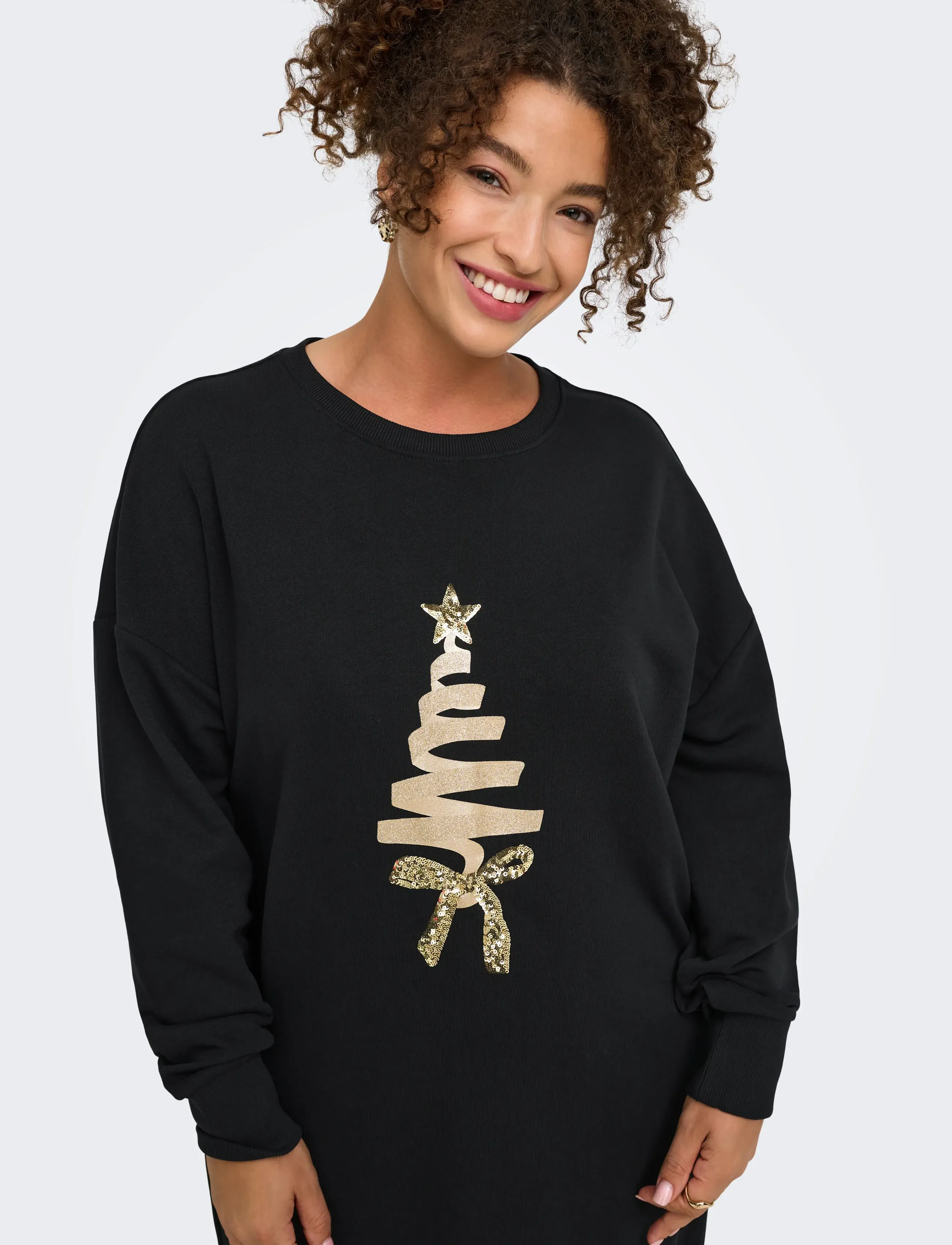 ONLY Carmakoma Carsanta Xmas L/S Midi Sweat Dress Jrs klänningar dam – bild 5