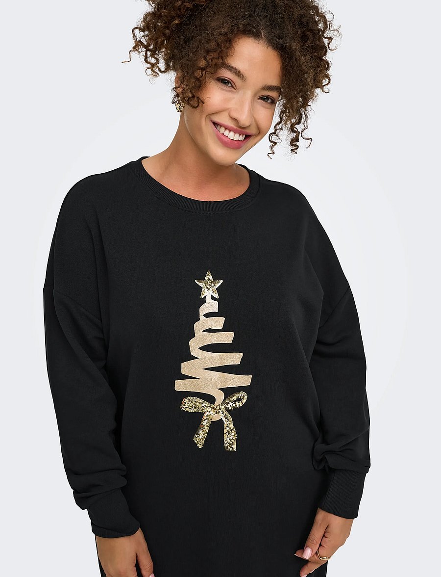 ONLY Carmakoma - CARSANTA XMAS L/S MIDI SWEAT DRESS JRS - midikleider - black - 5