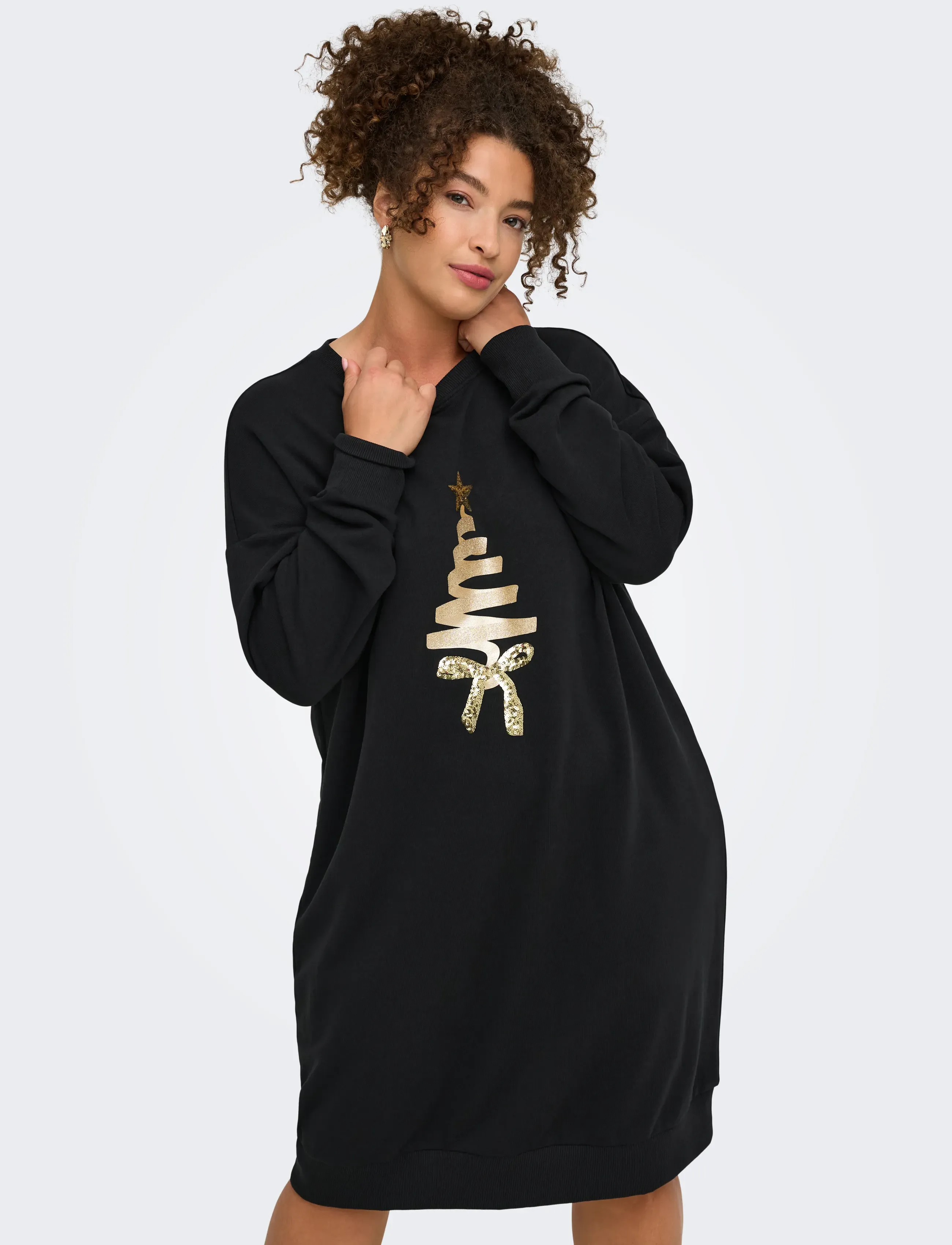 ONLY Carmakoma Carsanta Xmas L/S Midi Sweat Dress Jrs klänningar dam – bild 7