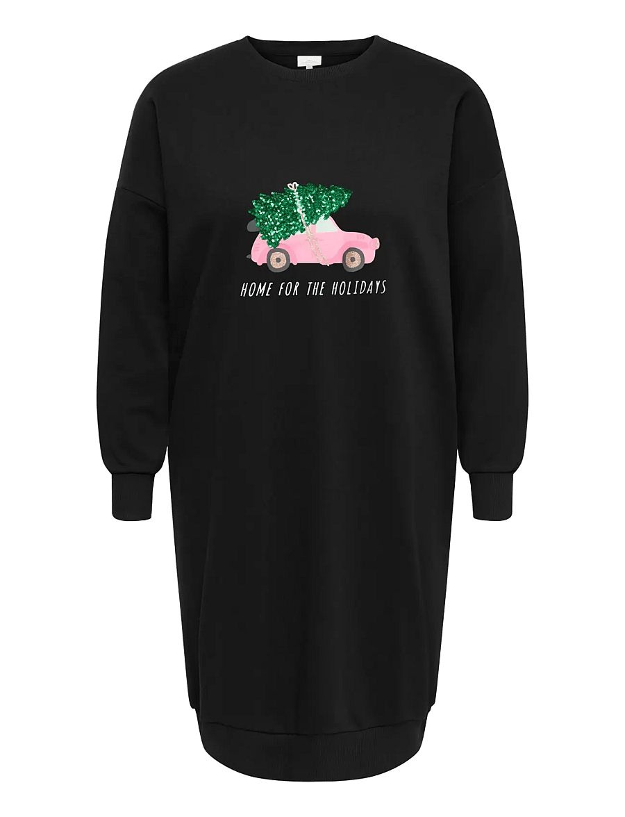 ONLY Carmakoma - CARSANTA XMAS L/S MIDI SWEAT DRESS JRS - midikleider - black - 1