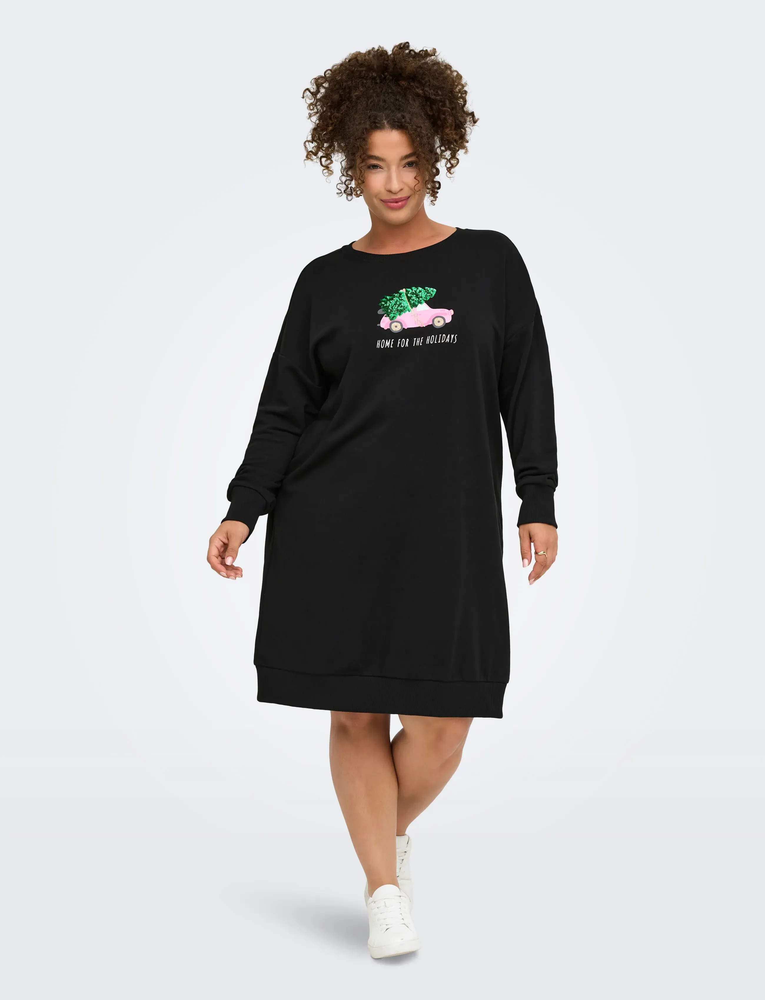 ONLY Carmakoma CARSANTA XMAS L/S MIDI SWEAT DRESS JRS - ONLY Carmakoma - BLACK / black