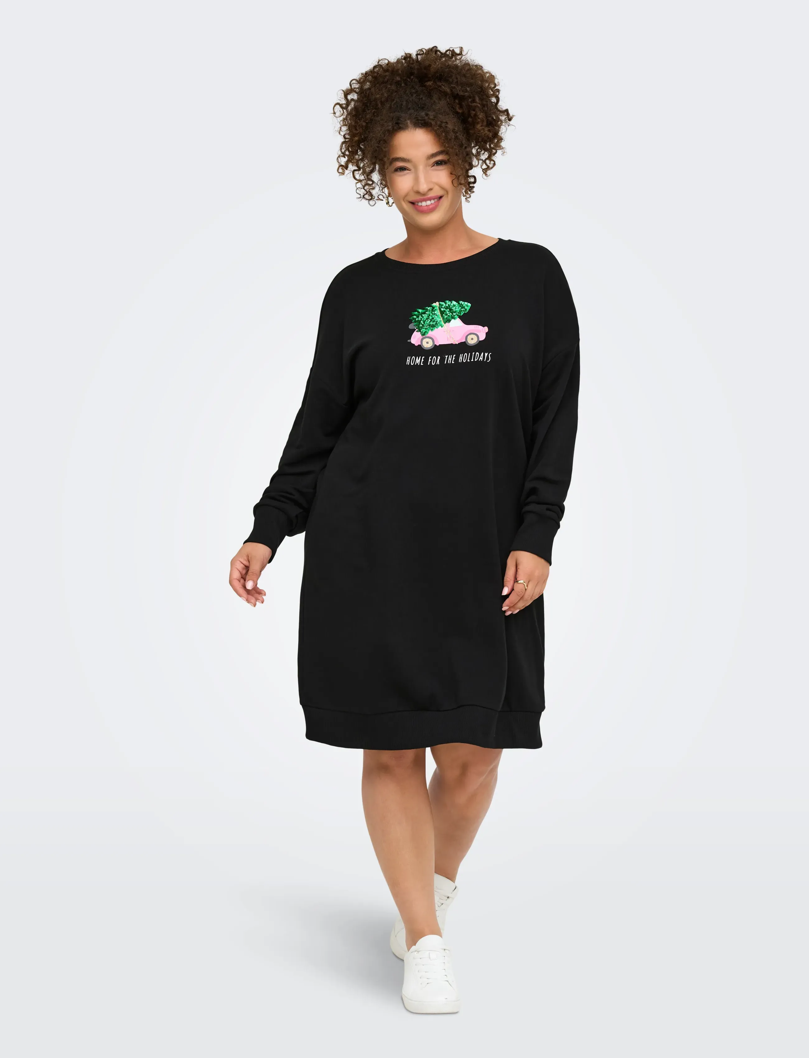 ONLY Carmakoma - CARSANTA XMAS L/S MIDI SWEAT DRESS JRS - midikleider - black - 4