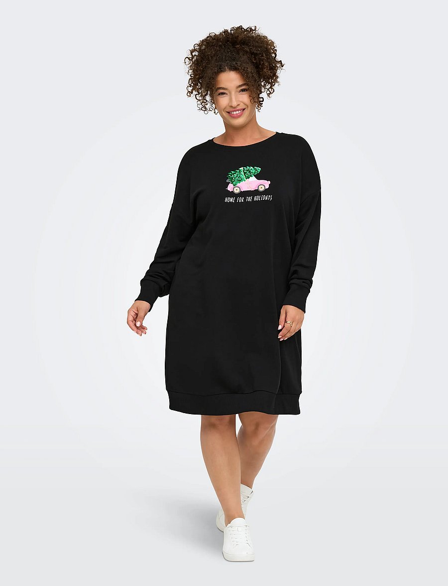 ONLY Carmakoma - CARSANTA XMAS L/S MIDI SWEAT DRESS JRS - midikleider - black - 4