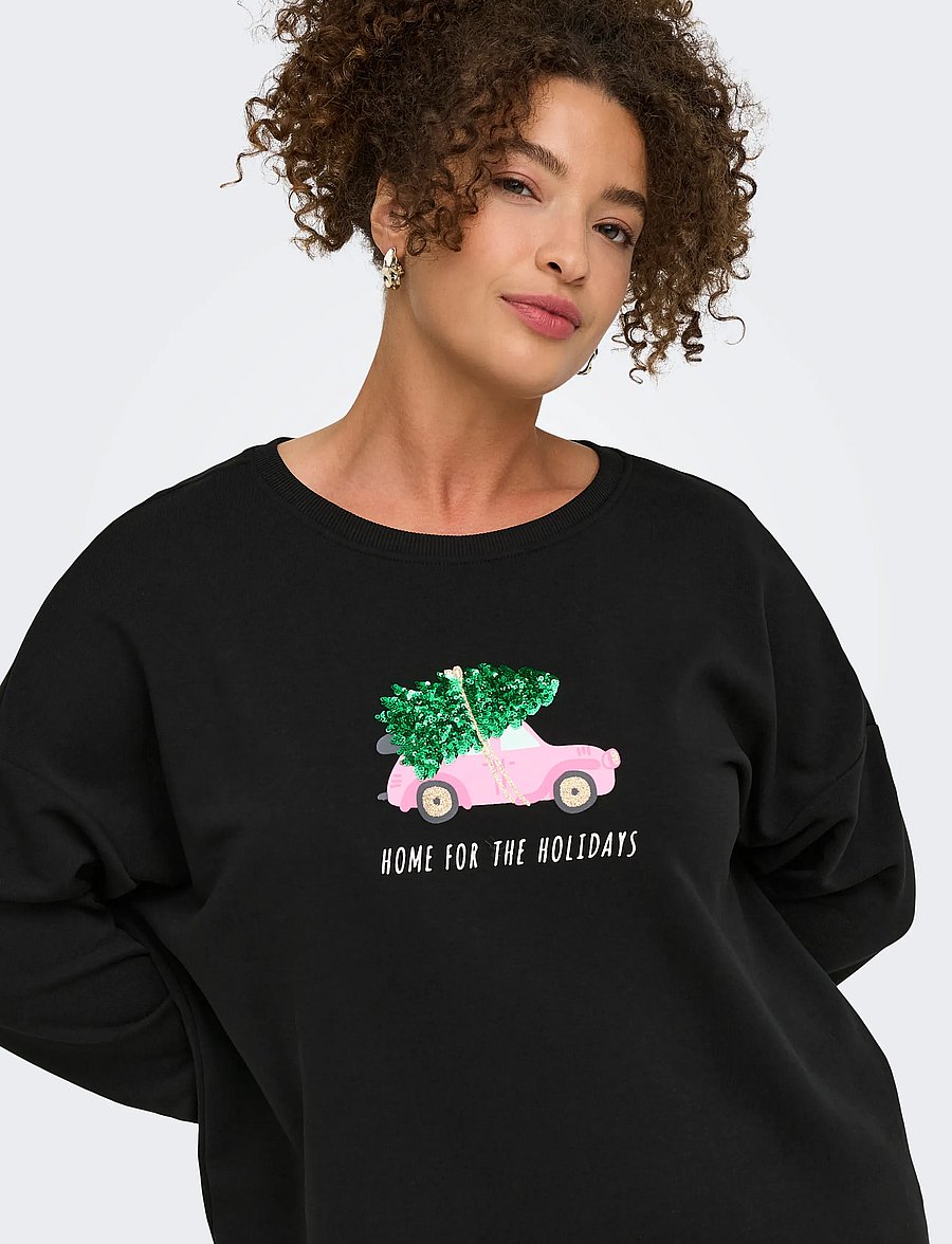 ONLY Carmakoma - CARSANTA XMAS L/S MIDI SWEAT DRESS JRS - midikleider - black - 5