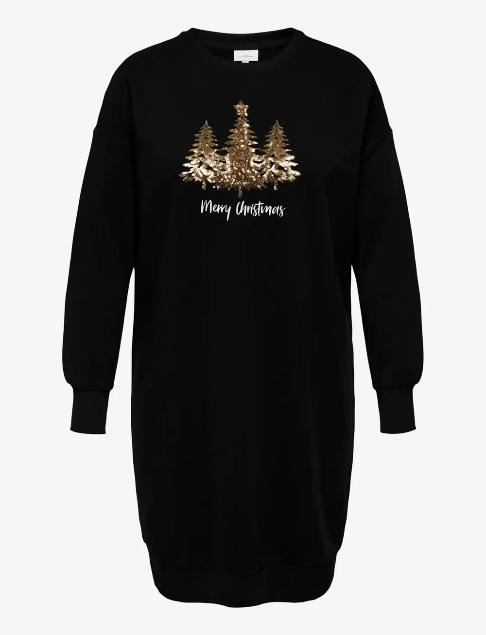 ONLY Carmakoma - CARSANTA XMAS L/S O-NECK SWEAT DRESS JRS - vabaaja kleidid - black - 0