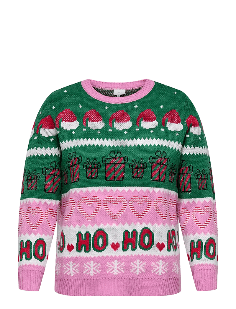 ONLY Carmakoma - CARHOHO X-MAS LS PULLOVER KNT - striktrøjer - fuchsia pink - 1
